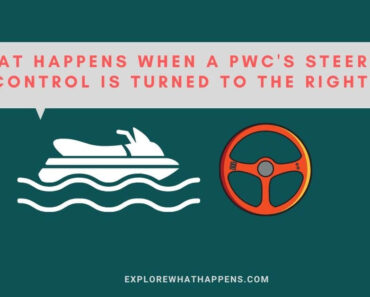 What happens when a pwc’s steering control is turned to the right?