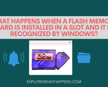 What happens when a flash memory card is installed in a slot and it is recognized by windows?