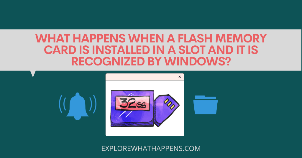 What happens when a flash memory card is installed in a slot and it is recognized by windows