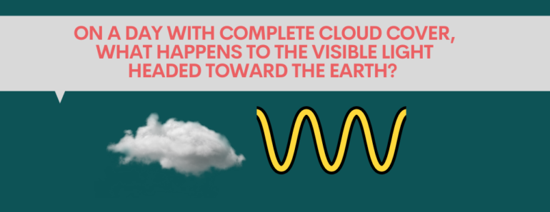 On a day with complete cloud cover, what happens to the visible light headed toward the earth?